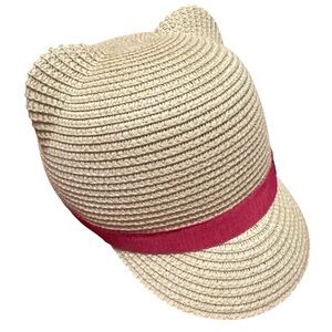 Kids Beige Straw Hat with PinkBand